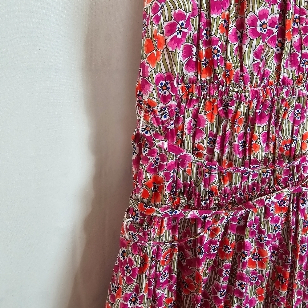 J. Crew Tie-Waist Halter Dress Liberty Ellie Fabric Ellie Ruth Pink Midi Dress - Picture 12 of 13